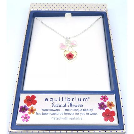 Pink Pendant Pressed Flowers Heart Shaped on a Necklace Festive Gift