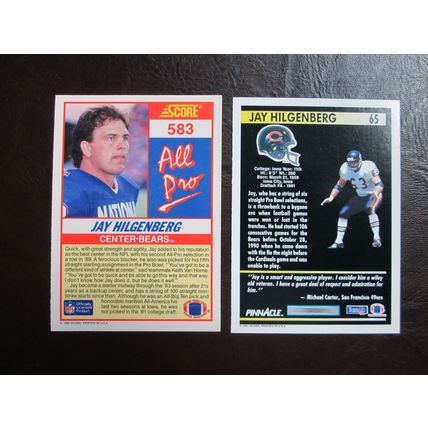 Two (2) Jay Hilgenberg Football Cards - See Pictures and Description Below