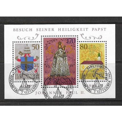 LIECHTENSTEIN 1985 PAPAL VISIT MINIATURE SHEET USED / CTO SG MS873