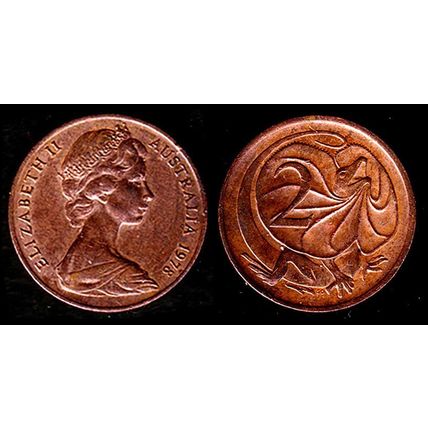 Australia Two Cent 1978 Used Coin Frilled neck-lizard 2c QE II