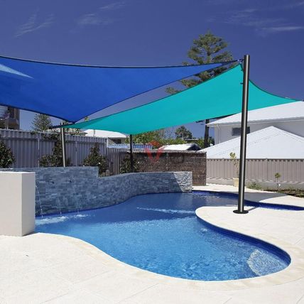 Sun Shade Sail 2 Pole 9Ft Outdoor Sunshade Sail Post Support Awning Canopy Heavy