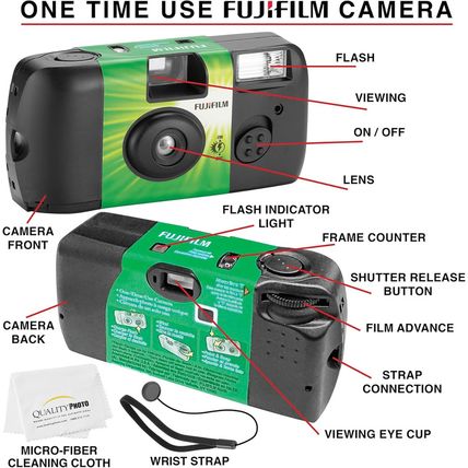 Fujifilm Quicksnap Flash 400 Disposable 35Mm Camera + Hand Strap + Quality Photo