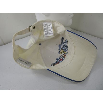 Walt Disney World White Strapback Hat Embroidered Chunky Logo Mikey Stitch Goofy