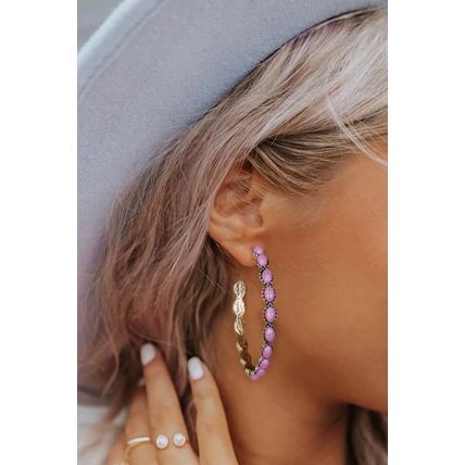 Bonbon Gem Inlay Retro C-shape Earrings