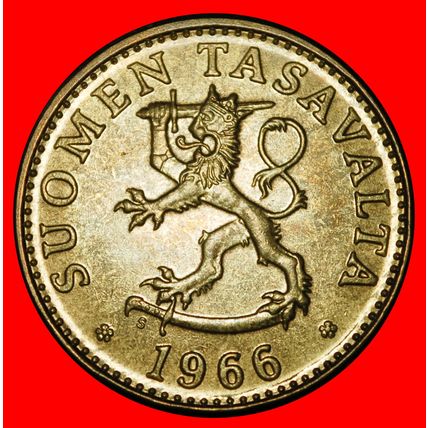 Ⰶ PINE TREE (1963-1990): FINLAND★ 50 PENCE 1966S UNC LUSTRE★LOW START★NO RESERVE