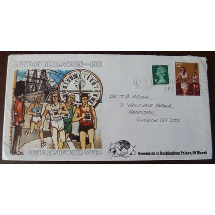 1981 GB London Marathon Official Souvenir Cover Running route cutty sark watch