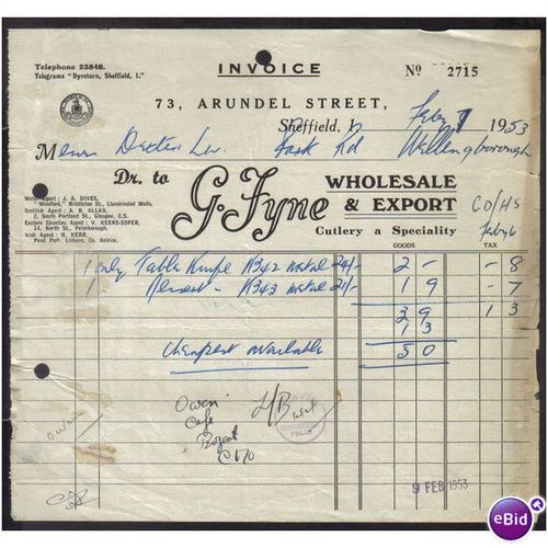 G FYNE LTD,ARUNDEL ST,SHEFFIELD, 1FEB1953