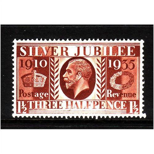 GREAT BRITAIN 1935 GEORGE V SILVER JUBILEE SG 455 1 1/2d RED BROWN M MINT