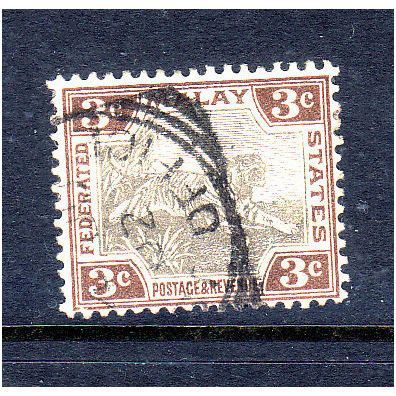 MALAYSIA 1900 SG 16a 3c GREY AND BROWN FINE USED