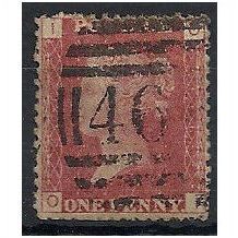 1858 SG43 1d Red Plate 106 Good/Fine Used Check Letters "OI".