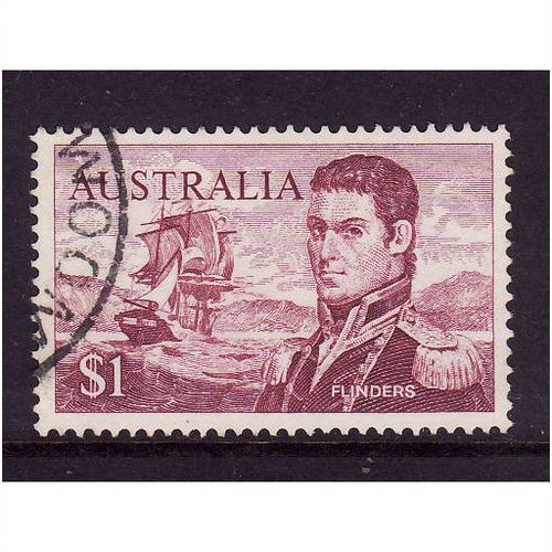 AUSTRALIA 1969 SG 401 $1 FLINDERS BROWN PURPLE FINE USED#2