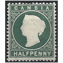 Gambia 1886 SG21 1/2d Myrtle Green Wmk Crown CA Mounted Mint . ..
