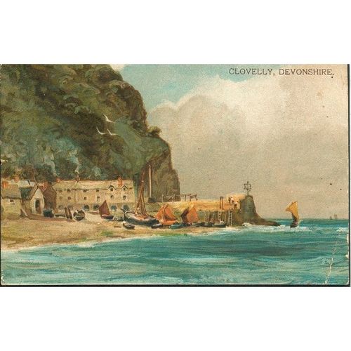 Vintage GB PC - Clovelly, Devonshire (artist unknown)
