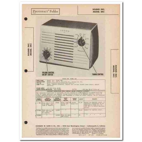sound inc model 5r2 4-tube am radio receiver sams photofact manual