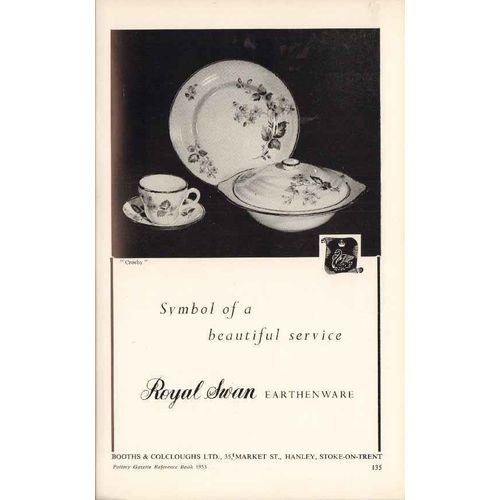 booths colcloughs ltd 1953 royal swan crosby earthenware vintage ad