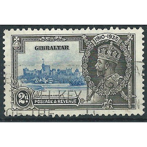 Gibraltar 1935 SG114 2d Ultramarine & Grey-Blue Silver Jubilee Fine Used . ...