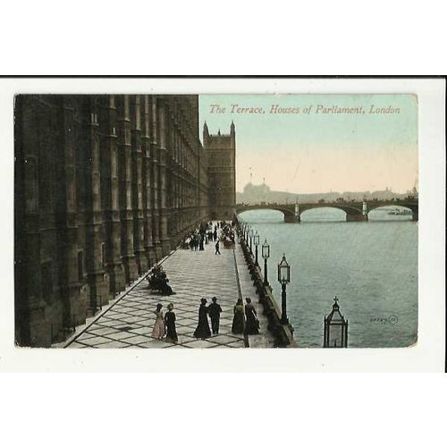 LONDON Houses Of Parliament Terrace Postcard by Valentine (57794)