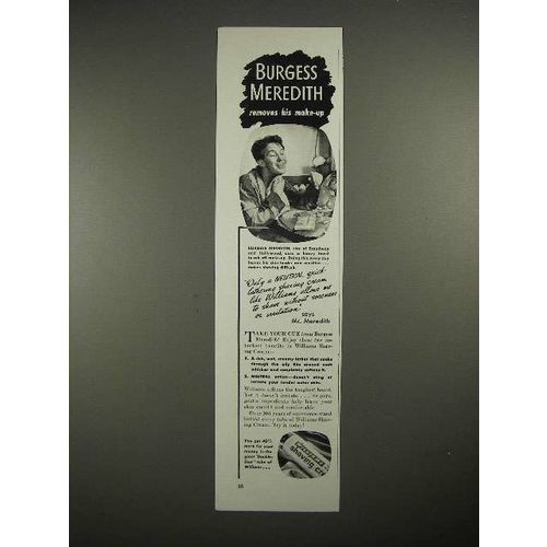 1940 Williams Shaving Cream Ad - Burgess Meredith