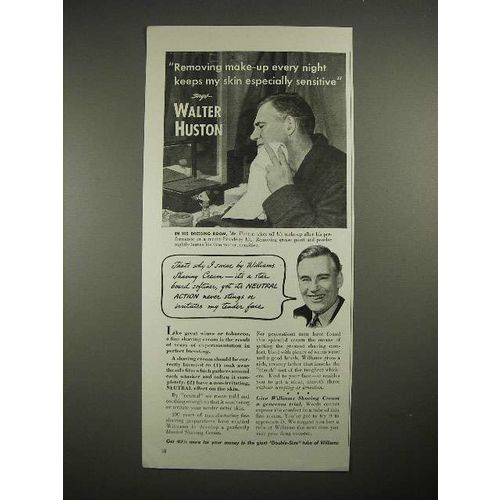 1940 Williams Shaving Cream Ad w/ Walter Huston