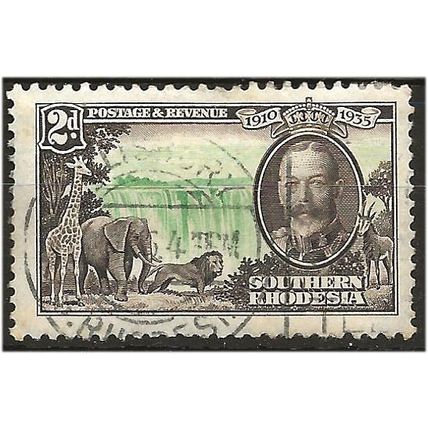 Southern Rhodesia 1935 SG32 2d Emerald & Sepia Silver Jubilee G/F Used . .. .