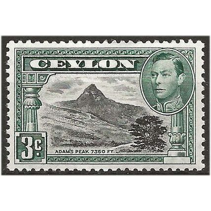 Ceylon 1938 SG387 3c Black & Deep Blue-Green Mounted Mint ..