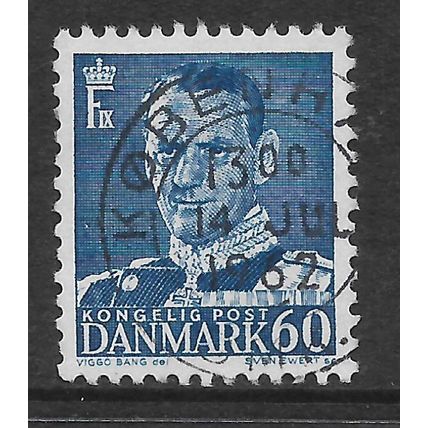 DENMARK 1948 KING FREDERICK IX 60 ORE BLUE SG 371a FINE USED#3