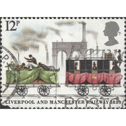 GB, RAIL, Liverpool & Manchester Railway, Mail Coach, blue 1986, 12p