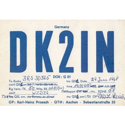 Aachen German Amateur Radio Station QSL Rare 1960s Postcard