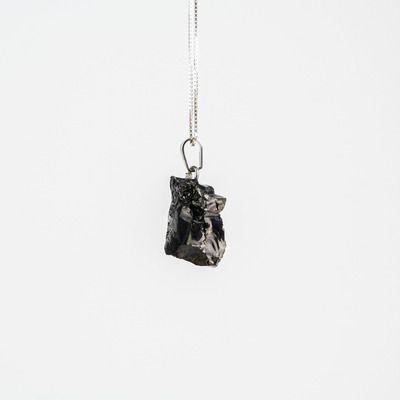 Shungite Natural Nobel Silver Bail Pendant | 20-25mm | Russia[ ]