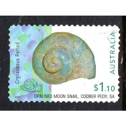 AUSTRALIA: 2020, $1.10 OPALISED SHELL, CRETACIOUS PERIOD, USED S/A STAMP. 31