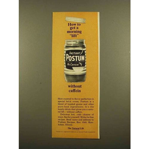 1965 Instant Postum Drink Ad - Get a Morning Lift