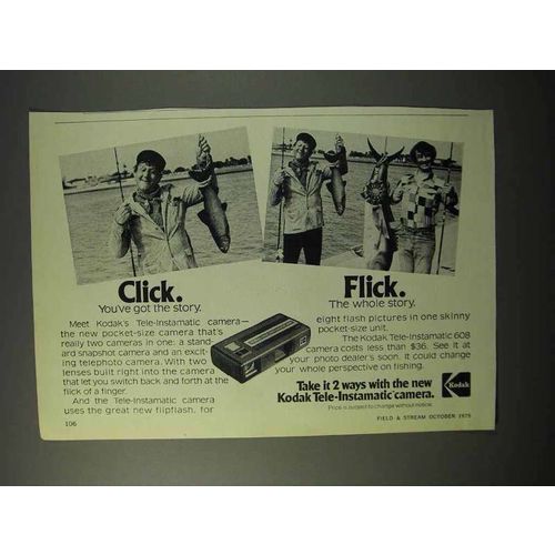 1975 Kodak Tele-Instamatic 608 Camera Ad - Click Flick
