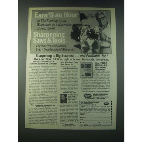 1978 Foley Manufacturing Ad - Earn $8 An Hour