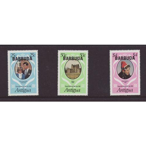 Barbuda 1981 SG 572-4 & MS575 UMM - Royal Wedding (C-849)