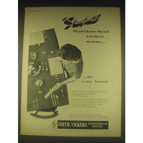 1962 Firth-Vickers Staybrite Stainless Steel Ad