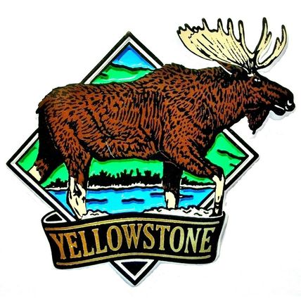 Yellowstone National Park with Moose Fridge Magnet