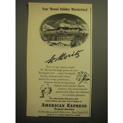 1950 American Express Travel Service Ad - Year 'Round Holiday Wonderland