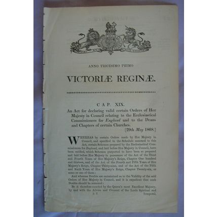 1868 Act of Parliament: Deans & Chapters of Churches