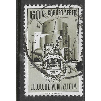 VENEZUELA 1953 ARMS STATE OF FALCON 60c GREEN OIL REFINERY SG 1212 FINE USED