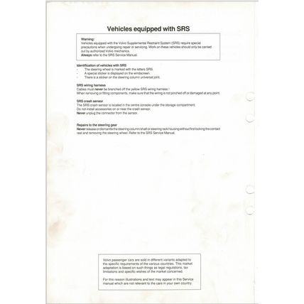 Volvo 440 460 Body Service Manual 1995 TP8203031 Reprint