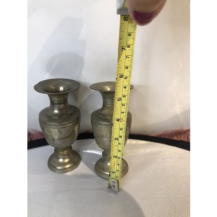 Pair of Small Metal Vintage Vases