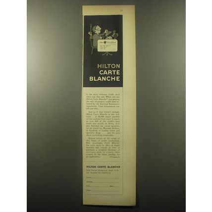 1959 Hilton Carte Blanche Credit Card Advertisement