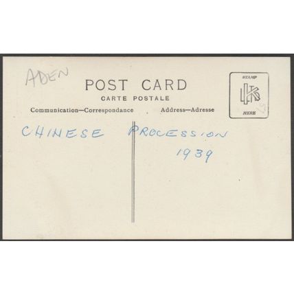 Chinese Procession, Aden, 1939 - K Ltd RP Postcard