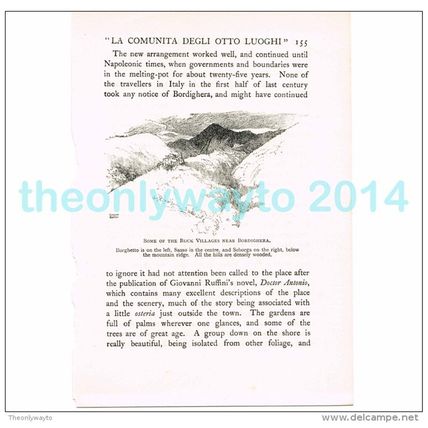ROCK VILLAGES NEAR BORDIGHERA, ITALY, BOOK ILLUSTRATION/PRINT, 1926