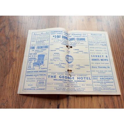 1958/59 Aldershot vs Exeter City - Division 4, 22/4/1959 ** FREE P&P **