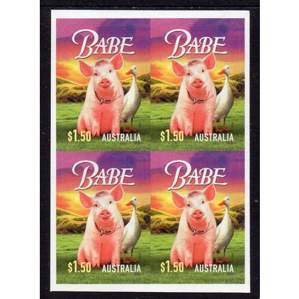 2024, KIDS' SHOWTIME GREATS, BABE, MINT BLOCK OF 4 SELF-ADHESIVE STAMPS.