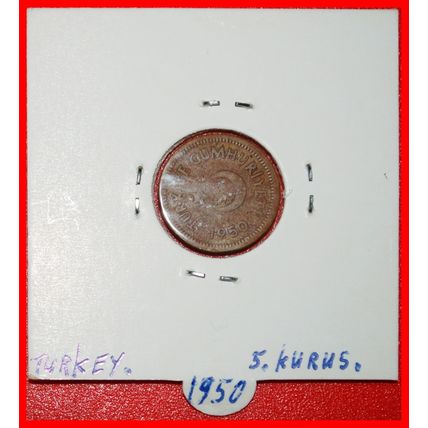 Ⰶ CRESCENT AND STAR ERROR (1949-1957):TURKEY★5 KURUSES 1950★LOW START★NO RESERVE