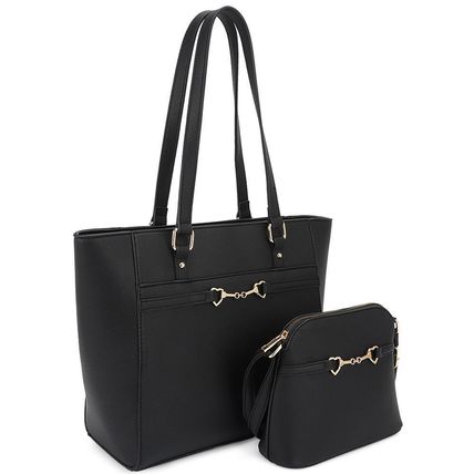 New 2in1 Smooth Matching Shoulder Tote Bag With Crossbody Set