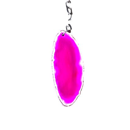 Agate Crystal key ring Slice Pink Polished Key Chain 4 x 3cm Velvet Gift Bag A52