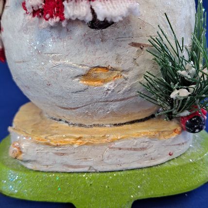 SNOWMAN Christmas STOCKING HOLDER Mantel Hanger Hook Resin Cast Iron Snow